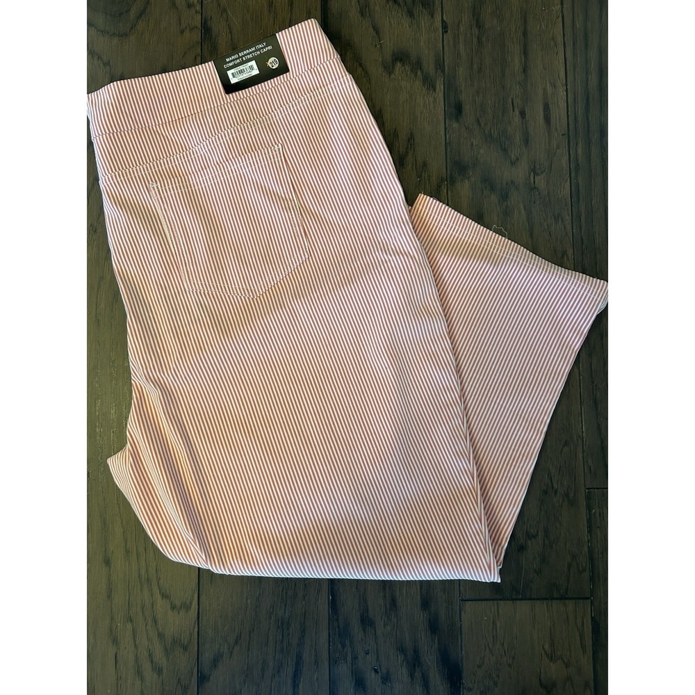 Mario Serrani Women's Comfort Stretch Capri Pants, Dark Pink / Ivory, Size XXL - Picture 2 of 4